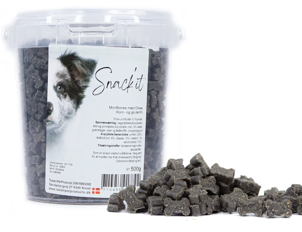 Snackit Semi-Moist Mini Bones med Okse 500 g - bløde hundesnacks